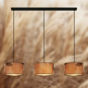 Shop Briloner Suspension Mata à 3 lampes, marron, tissu, E27