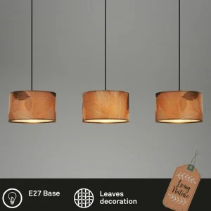 Shop Briloner Suspension Mata à 3 lampes, marron, tissu, E27