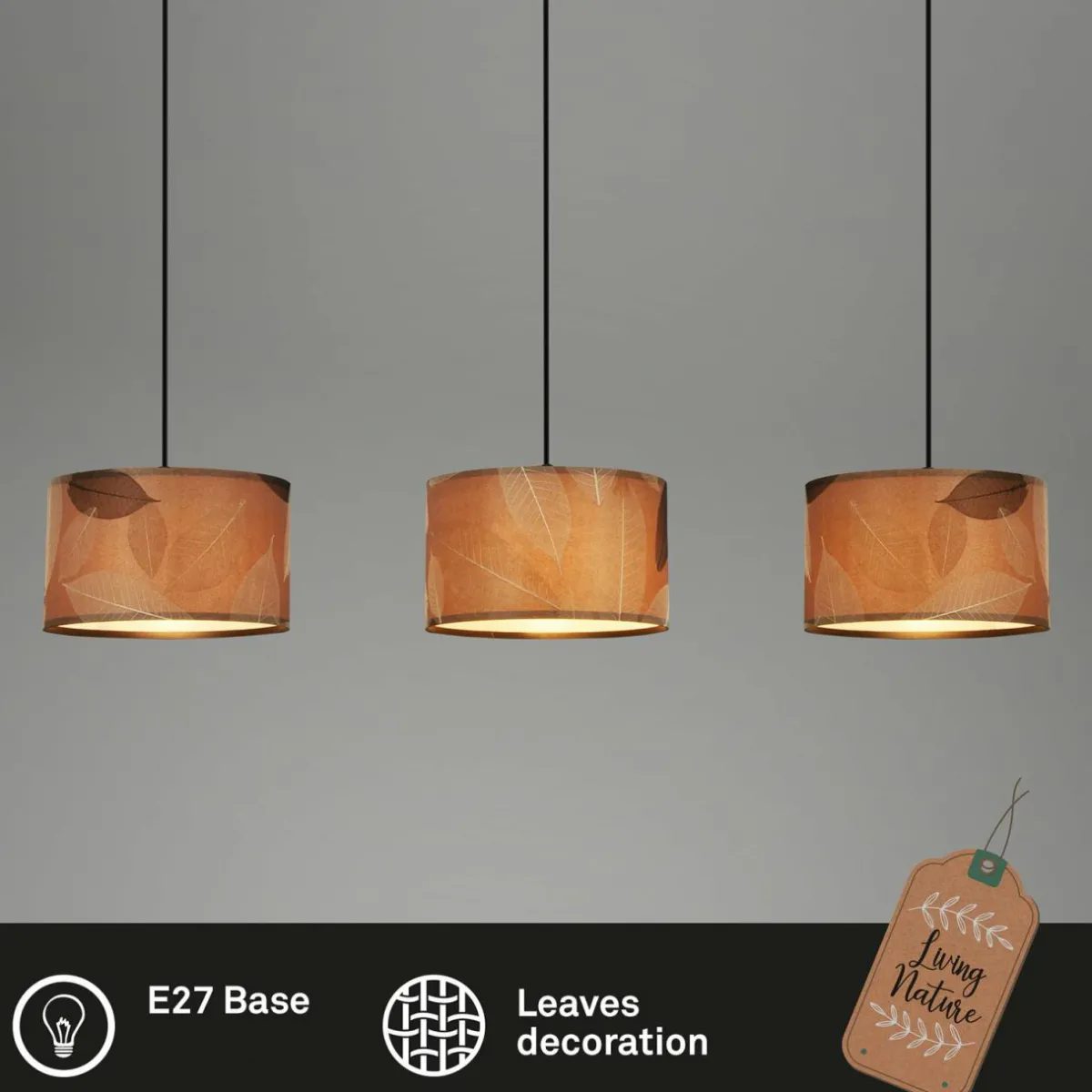 suspension_mata___lampes_marron_tissu_e_2.webp Shop Briloner Suspension Mata à 3 lampes, marron, tissu, E27