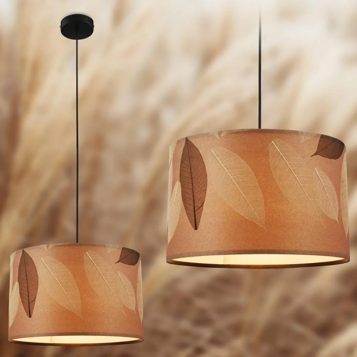 suspension_mata__lampe_marron_tissu___cm_1.webp Online Briloner Suspension Mata, 1 lampe, marron, tissu, Ø 35 cm