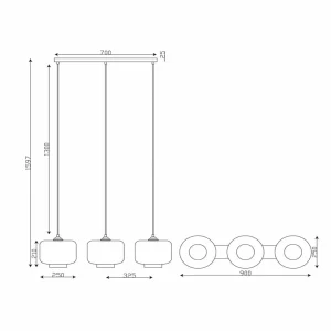 Shop Lucide Suspension Médine, gris fumé, angulaire, verre, 3 lampes, E27