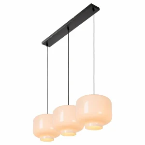 Discount Lucide Suspension Médine, opale, angulaire, verre, 3 lampes, E27