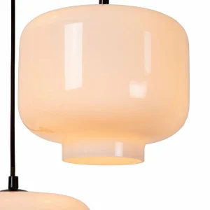 Discount Lucide Suspension Médine, opale, angulaire, verre, 3 lampes, E27