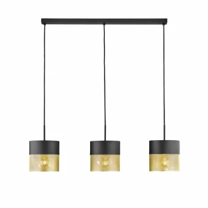 Flash Sale HELL Suspension Mesh E27 à 3 lampes, haut, noire/dorée