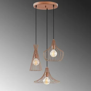 Hot Opviq Suspension Mezopotamya N-1298 à 3 lampes cuivre