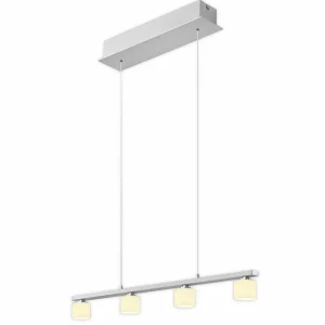 New HELL Suspension Mila, nickel/opale, à 4 lampes