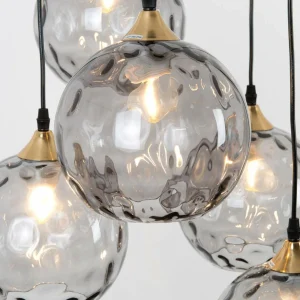 Discount Holländer Suspension Milano, 5 abat-jour en verre fumé