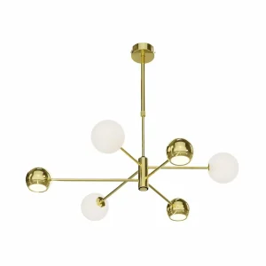 Discount Jupiter Suspension Moka, doré, verre, 3 lampes, G9, GU10