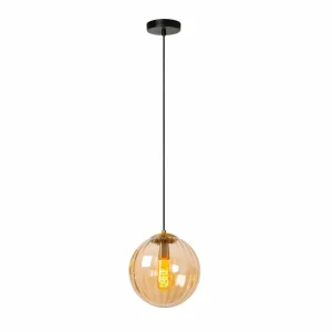 Clearance Lucide Suspension Monsaraz, Ø 25 cm, ambre. Verre, à 1 lampe
