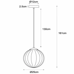 Clearance Lucide Suspension Monsaraz, Ø 25 cm, ambre. Verre, à 1 lampe