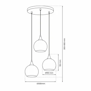 Store Eko-Light Suspension Monte, à 3 lampes, ronde, argentée