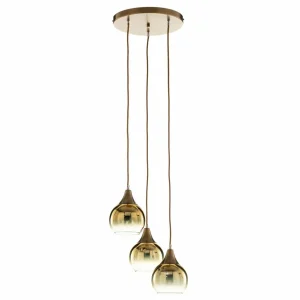 Hot Eko-Light Suspension Monte, à 3 lampes, ronde, dorée