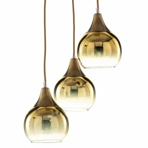 Hot Eko-Light Suspension Monte, à 3 lampes, ronde, dorée