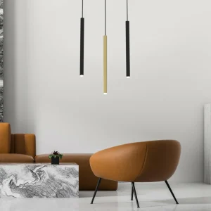 New Eko-Light Suspension Monza, noire/dorée, à 3 lampes