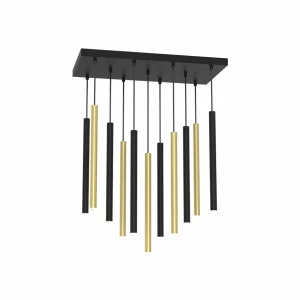 Cheap Eko-Light Suspension Monza, noire/dorée, à 11 lampes