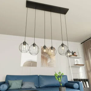 Best Sale EMIBIG LIGHTING Suspension Nando, 6 lampes, 125 cm, noir, métal, E27