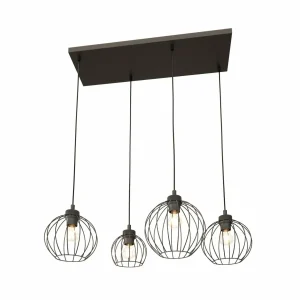 Fashion EMIBIG LIGHTING Suspension Nando, 4 lampes, 70 cm, noir, métal, E27