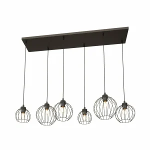 Best Sale EMIBIG LIGHTING Suspension Nando, 6 lampes, 125 cm, noir, métal, E27