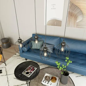Fashion EMIBIG LIGHTING Suspension Nando, 4 lampes, 70 cm, noir, métal, E27