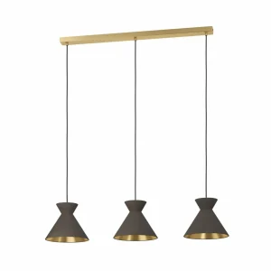 Outlet EGLO Suspension Nastasia cappuccino/laiton à 3 lampes