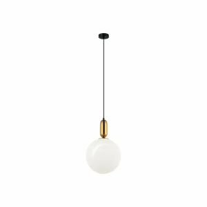 Outlet Viokef Suspension Neptune avec abat-jour en verre, dorée