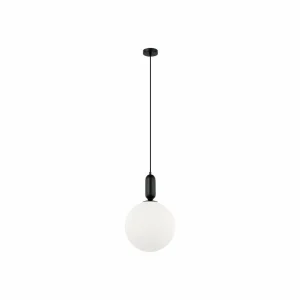 Sale Viokef Suspension Neptune avec abat-jour en verre, noire