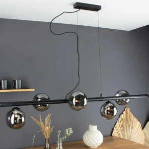New Eco-Light Suspension Neptune horizontale à six lampes noire