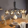 New Eco-Light Suspension Neptune ronde noire sphères verre fumé