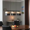 Online TK Lighting Suspension Nicol, noir/imitation bois, 70x20 cm 3 lampes à 3 x E27