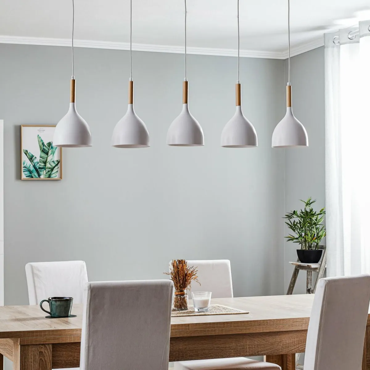suspension_noak__lampes_longue_blancbois_naturel_0-1.webp Cheap Luminex Suspension Noak 5 lampes longue blanc/bois naturel