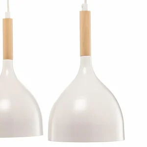 Cheap Luminex Suspension Noak 5 lampes longue blanc/bois naturel