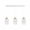 Discount Mantra Iluminación Suspension Nora, blanc, transparent, 3 lampes poutre, verre