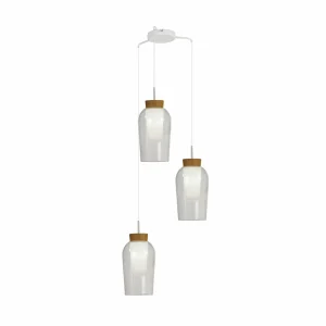 Online Mantra Iluminación Suspension Nora, blanc, transparent 3 lampes, rond, verre