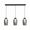 Discount Mantra Iluminación Suspension Nora, noir, chrome, à 3 lampes, poutre, verre