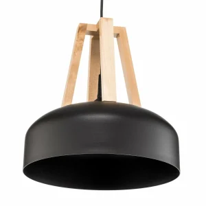 Flash Sale SOLLUX LIGHTING Suspension North en bois naturel, abat-jour noir