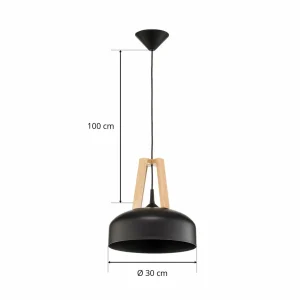 Flash Sale SOLLUX LIGHTING Suspension North en bois naturel, abat-jour noir