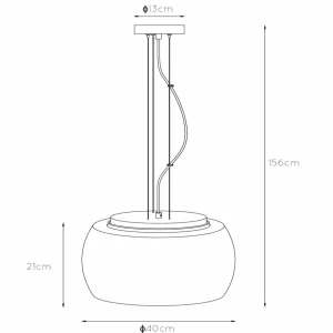 Clearance Lucide Suspension Olivia abat-jour verre fumé Ø 40 cm