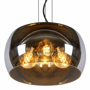 Clearance Lucide Suspension Olivia abat-jour verre fumé Ø 40 cm