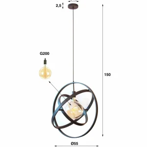 Shop Zijlstra Suspension Orbit à 3 anneaux et 1 lampe, noire