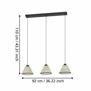 Sale EGLO Suspension Oxpark, longueur 92 cm, vert/blanc/noir, 3 lampes