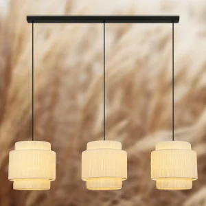 Store Briloner Suspension Papper, 3 lampes, naturel, raphia, E27