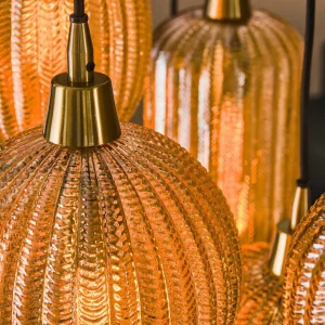 Fashion Zijlstra Suspension Pattern en verre brun, à 7 lampes