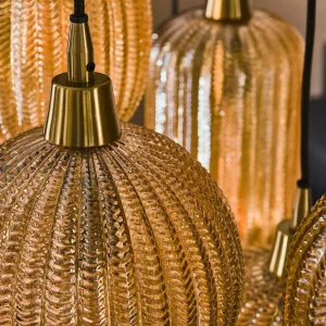 Fashion Zijlstra Suspension Pattern en verre brun, à 7 lampes