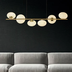 Flash Sale Searchlight Suspension Pebble à 6 lampes, laiton