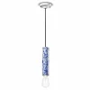 Clearance Ferroluce Suspension PI, motif fleurs, Ø 5,5 cm, bleu/blanc