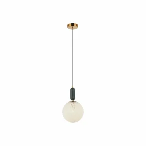 Shop Viokef Suspension Polly avec abat-jour en verre et marbre Ø20cm