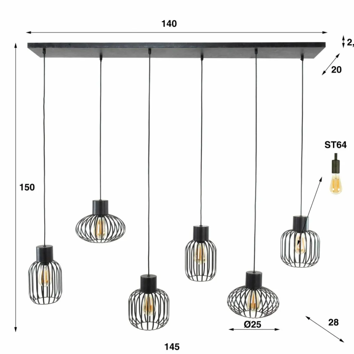 suspension_prison_en_mtal___lampes_anthracite_1.webp Discount Zijlstra Suspension Prison en métal, à 6 lampes, anthracite