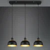 Outlet Reality Leuchten Suspension Punch, noire/dorée, trois lampes