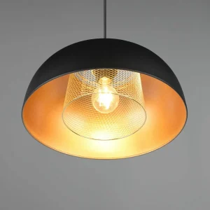 Hot Reality Leuchten Suspension Punch noir/or à 1 lampe Ø 35 cm