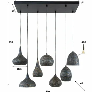 New Zijlstra Suspension Punchray, à 7 lampes, mélange de formes